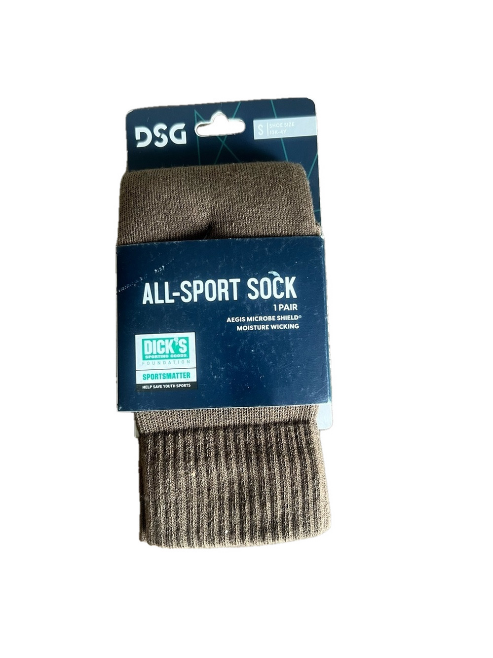 DSG All-Sport Seamless Moisture Wicking Over The Calf Brown Sock Youth Size S